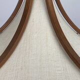 Teak and linen umbrella pendant hanging lamp by Domus, 1970s