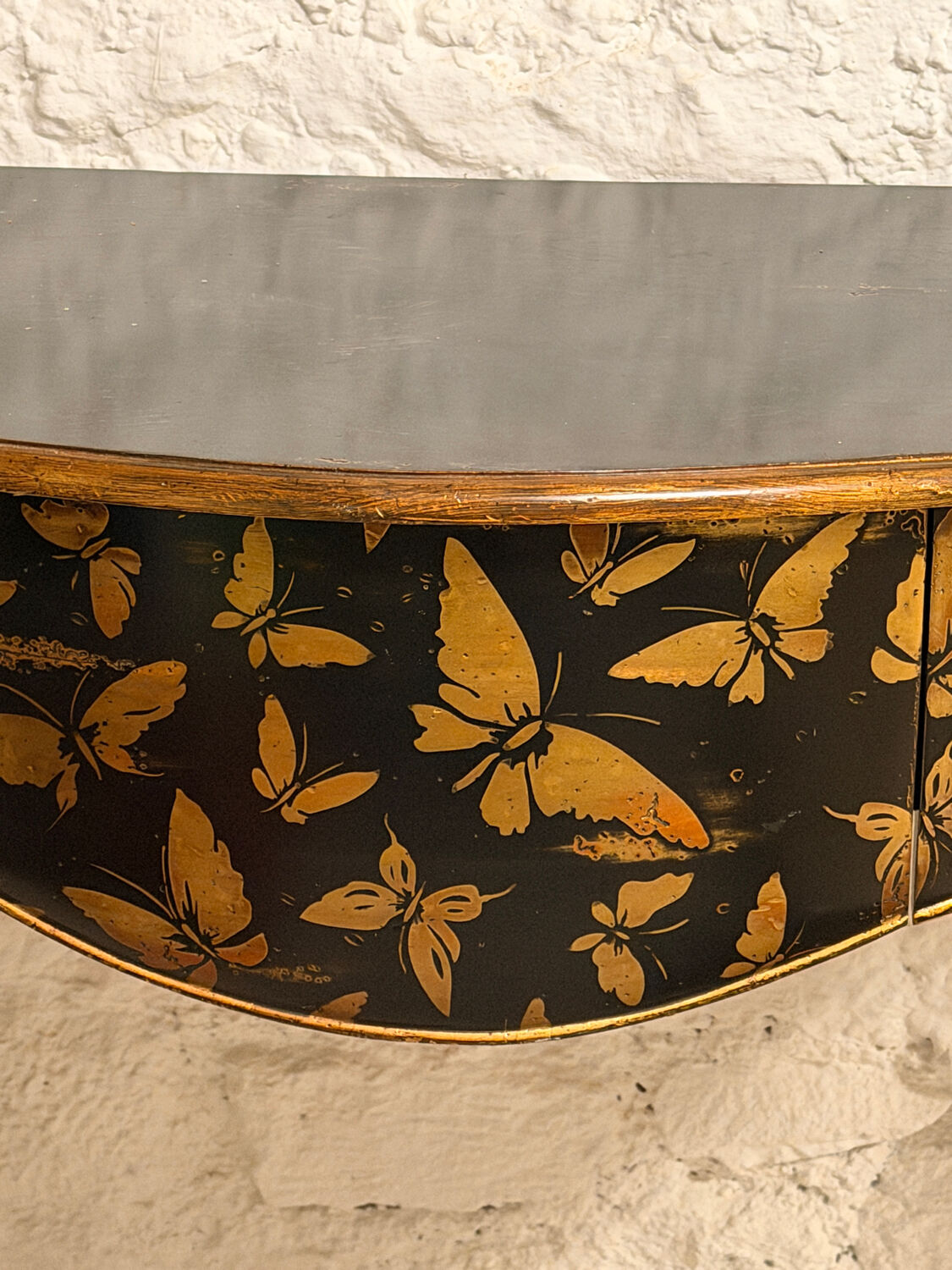 Wooden console painted with butterflies