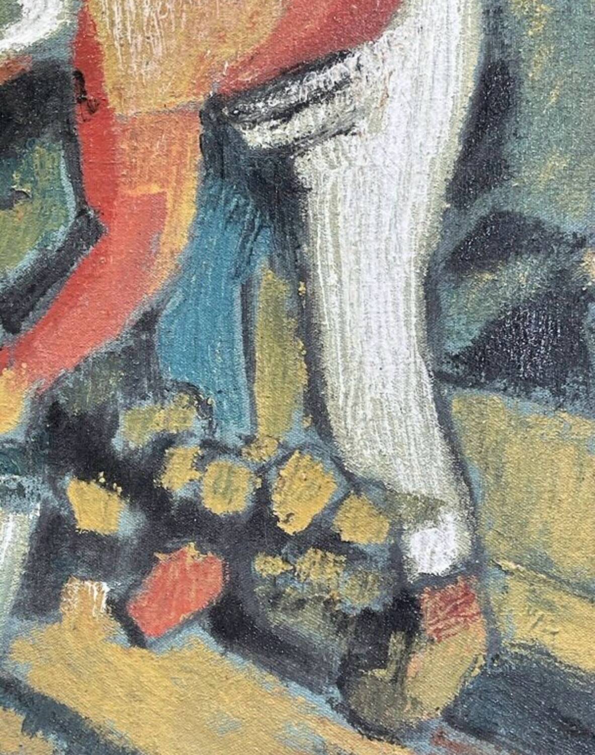 Oil on canvas signed O. Stephane, vintage painting of a grape harvest scene.