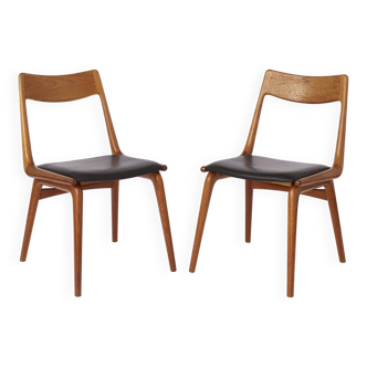 2 Teak Boomerang Dining Chairs by Alfred Christensen for Slagelse Mobelvaerk, 1950s, Set of 2.