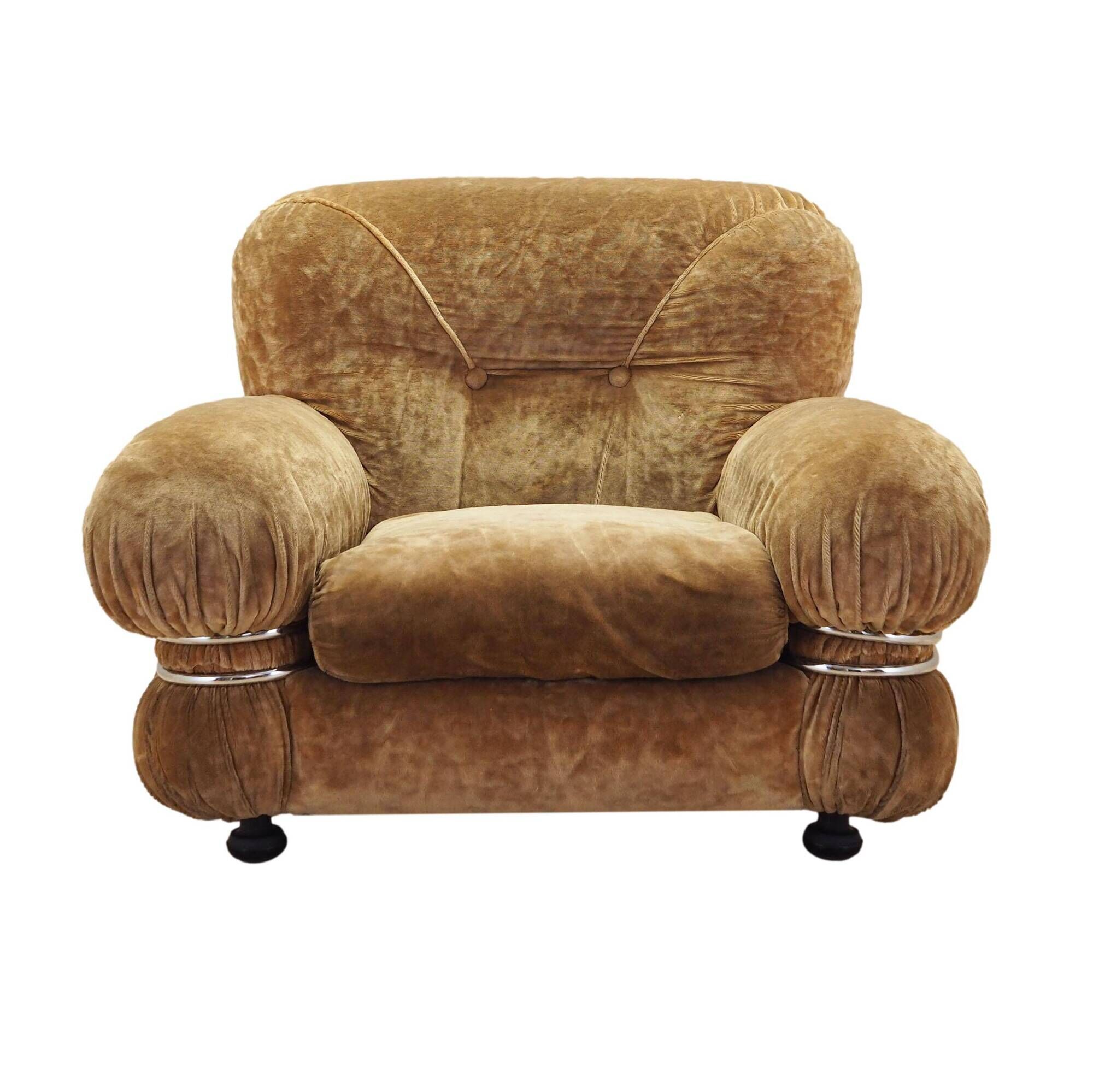 Velour armchair, Italian design, 1970s, production: Italy