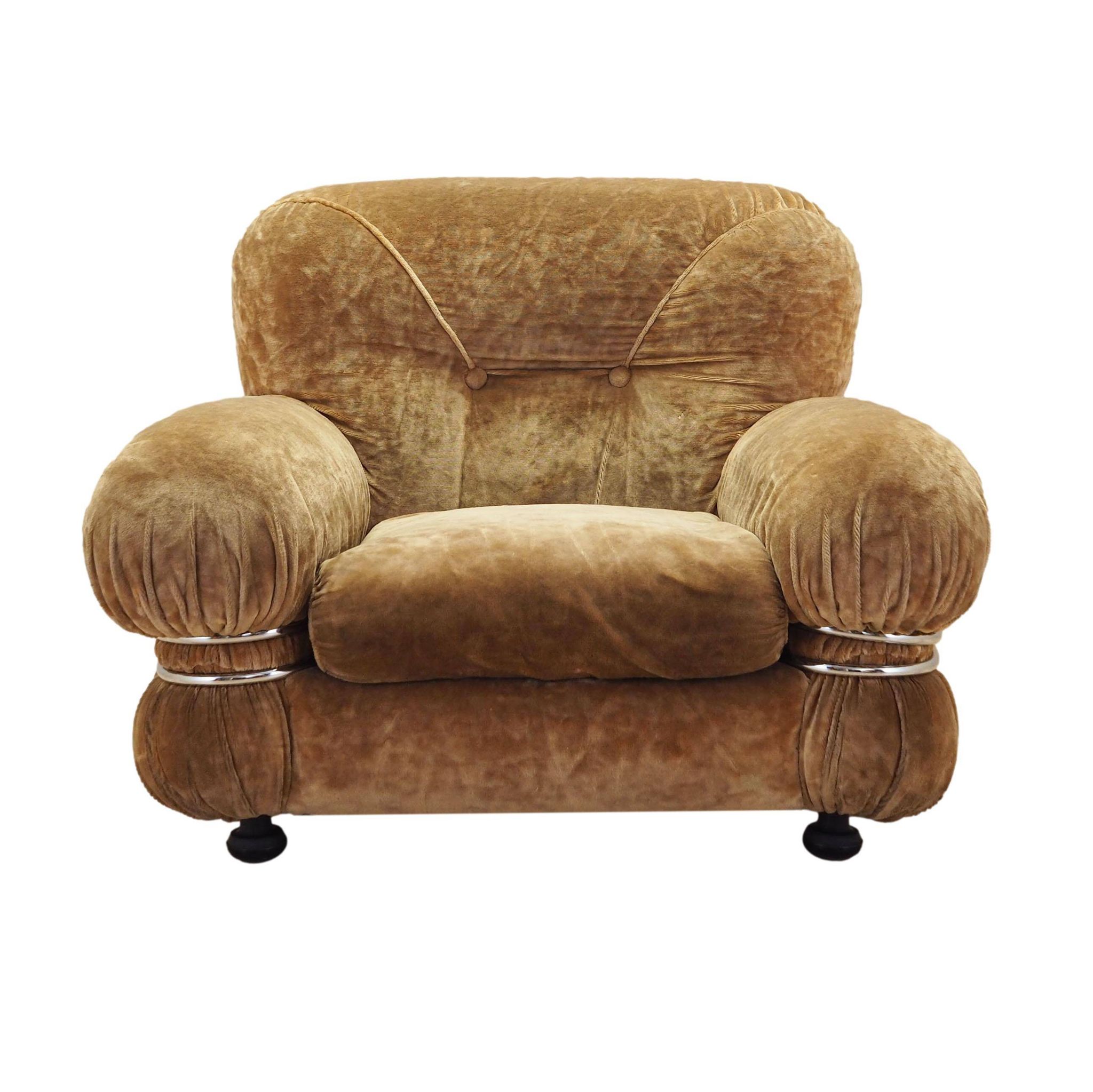 Velour armchair, Italian design, 1970s, production: Italy