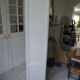 Showcase, old weathered vessel pearl gray, 2 glass doors.