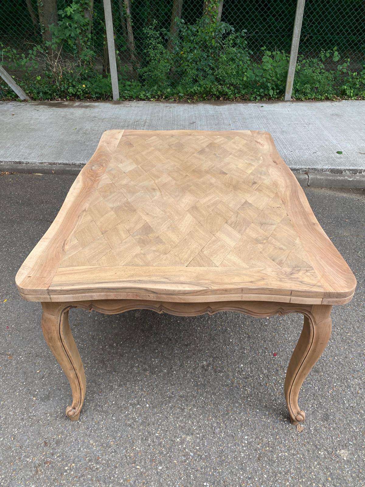 Renovated Louis XV extendable dining table walnut 265cm