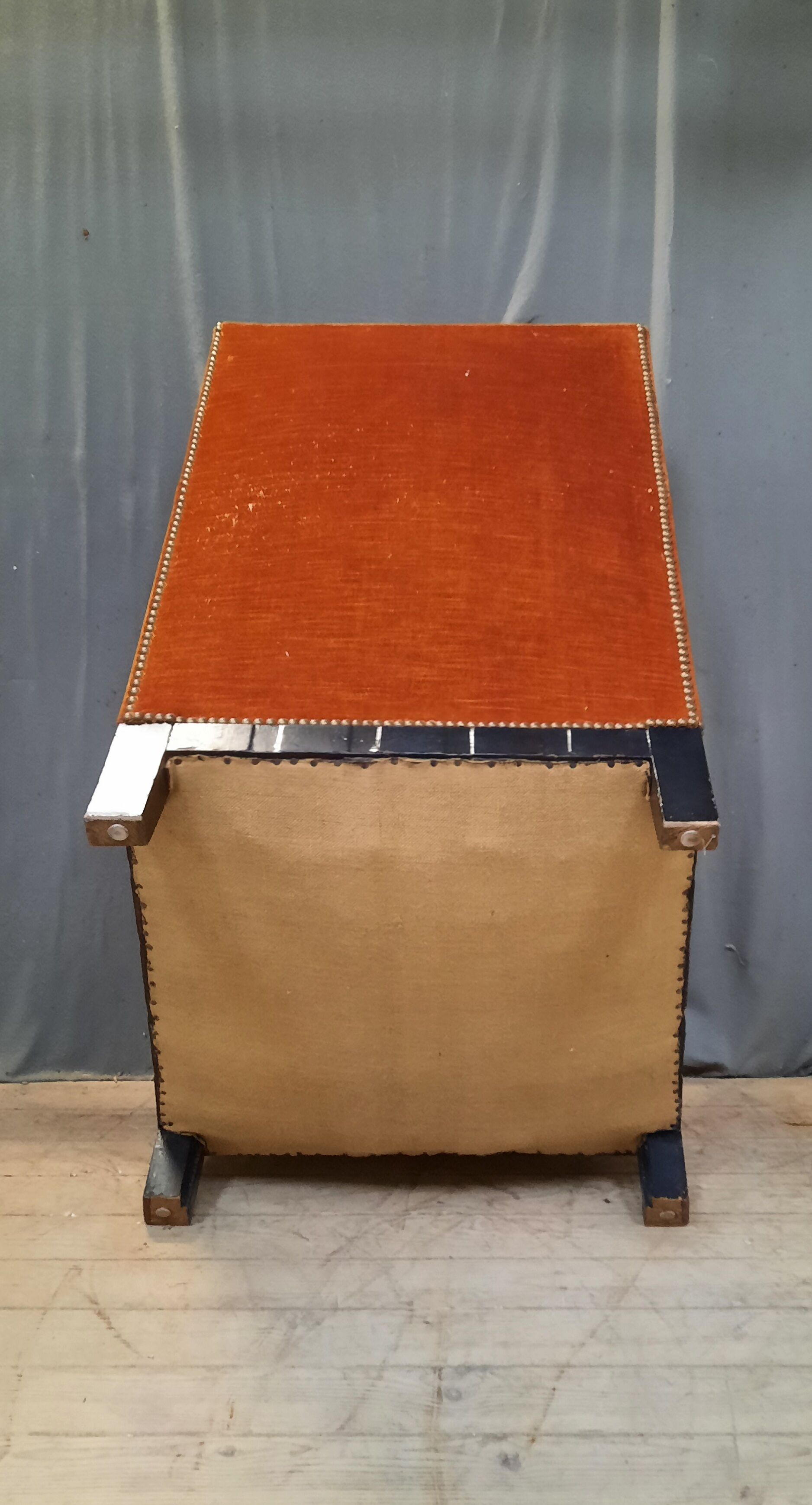 Fauteuil club bois et velour