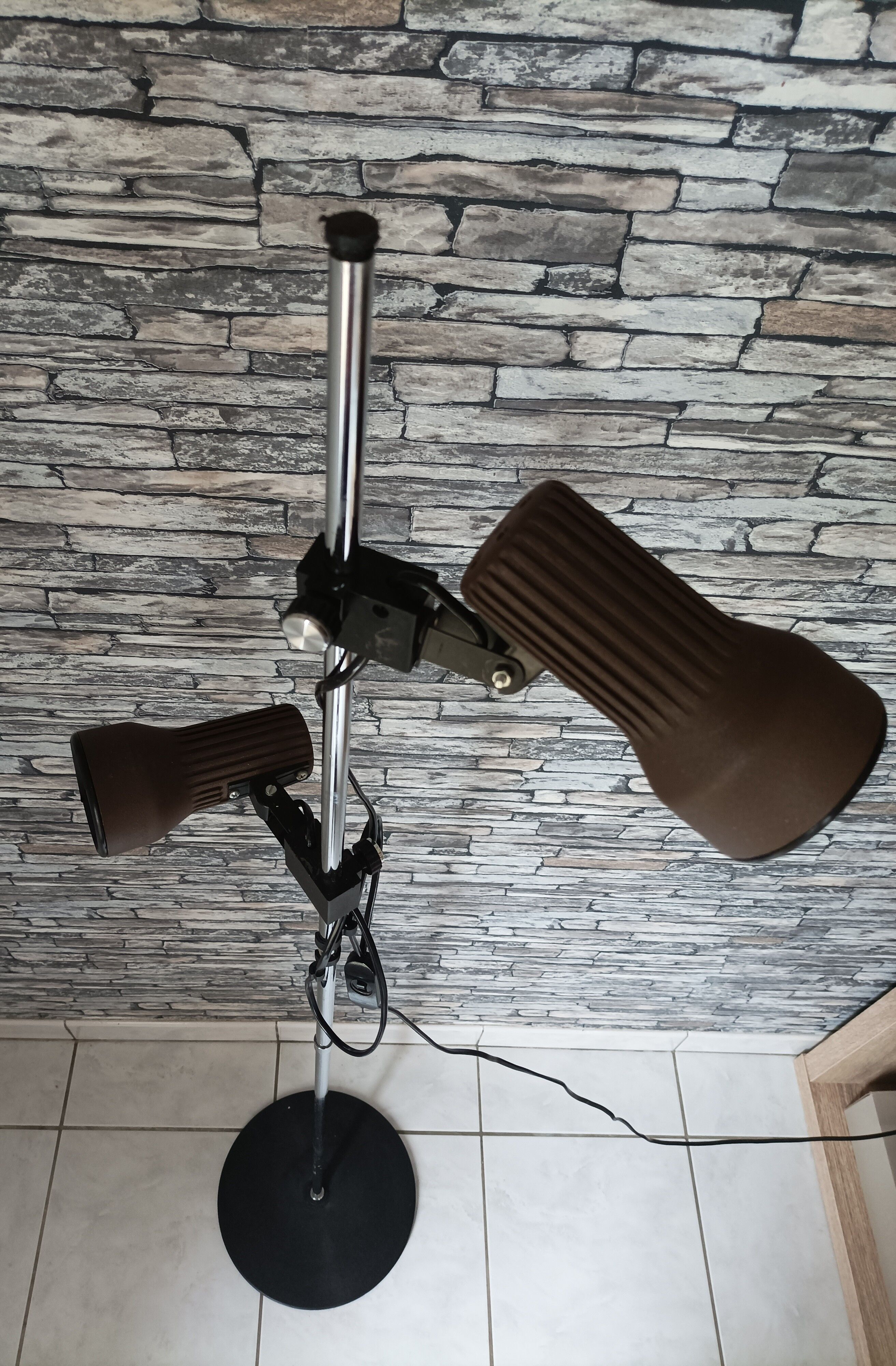 Lampadaire spots marron 1980