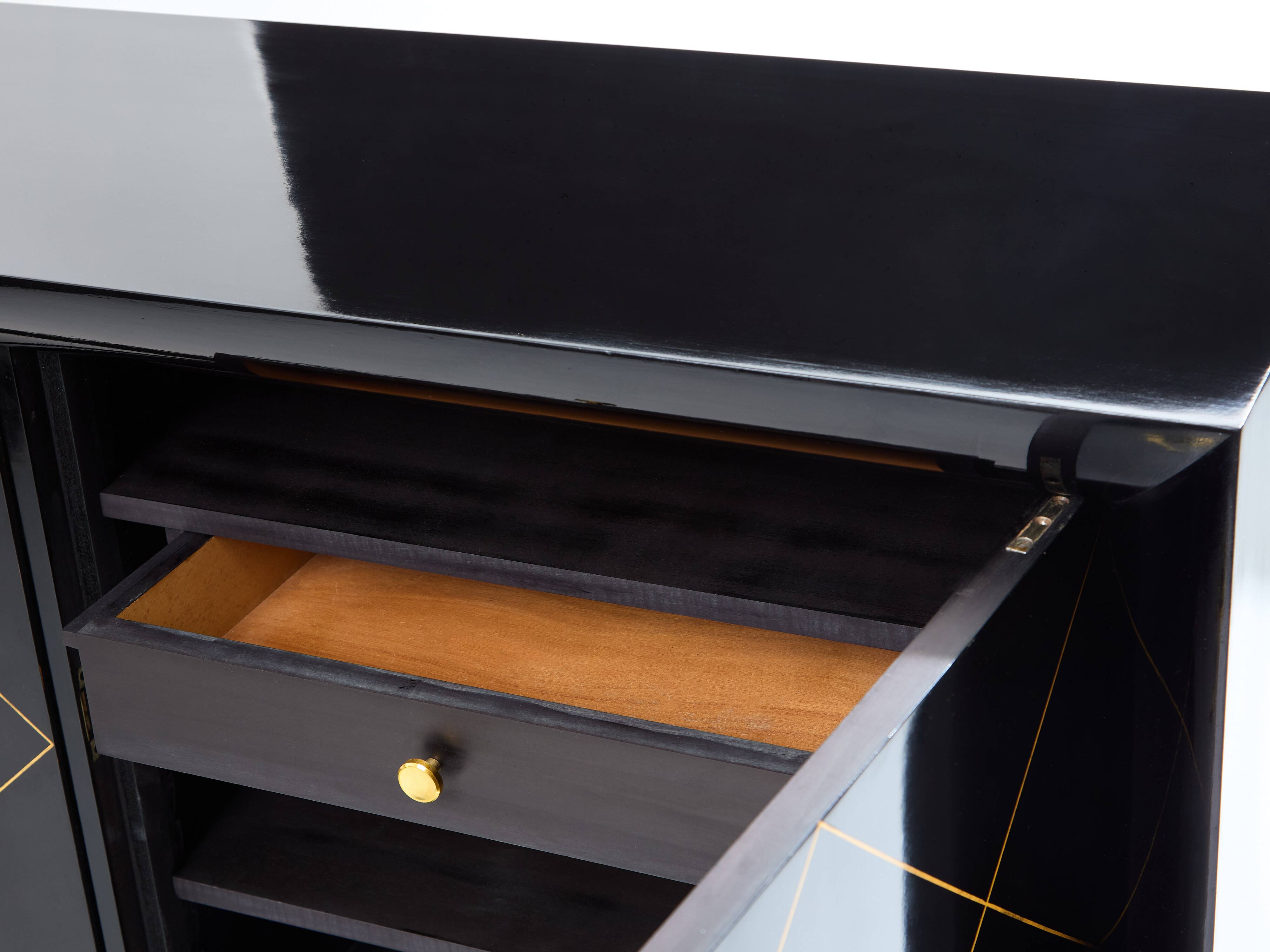 Suzanne Guiguichon sideboard in blackened sycamore and gilded trim 1940