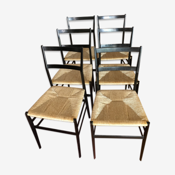 Lot de 6 chaises en hêtre noir