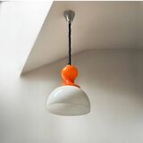 Vintage Pendant Light Made in Italy - Opaline Orange and White Glass, 1960s