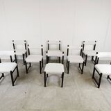 Set of 8 brutalist dining chairs by Emiel Veranneman for Decoene, 1970s