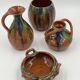 Set of 4 Flemish art nouveau stoneware