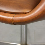 Mid-century brown leatherette swivel chair from Stol
