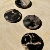 Set of 4 fossilized wooden coasters
