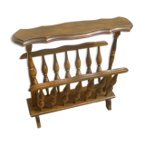 Vintage wooden magazine rack with tablet
