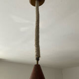 Louis Kalff pendant light in opaline and teak from the 1960s