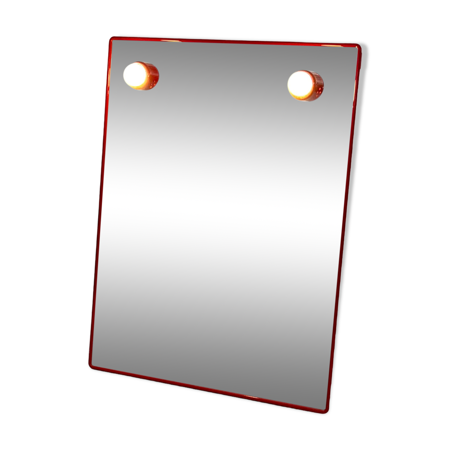 Mirror with red metal bulbs, 1970
