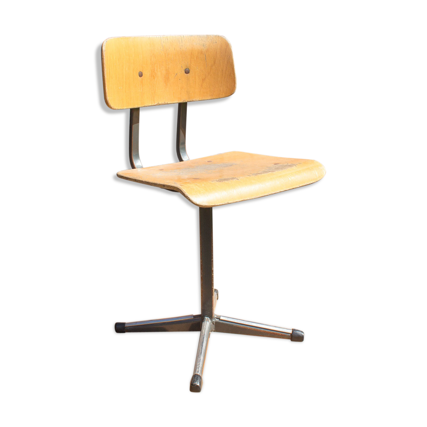 Old metal and wood school chair