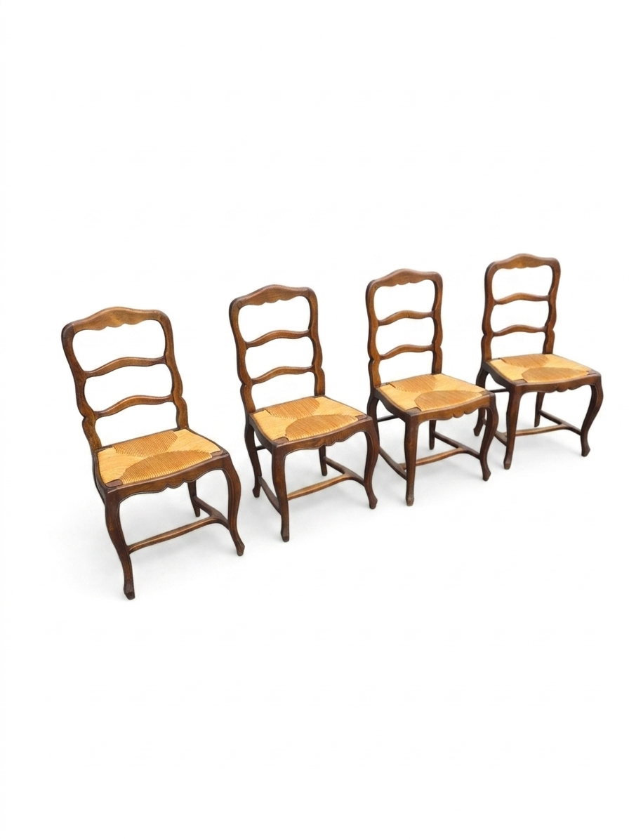 4 Louis XV style chairs in solid oak