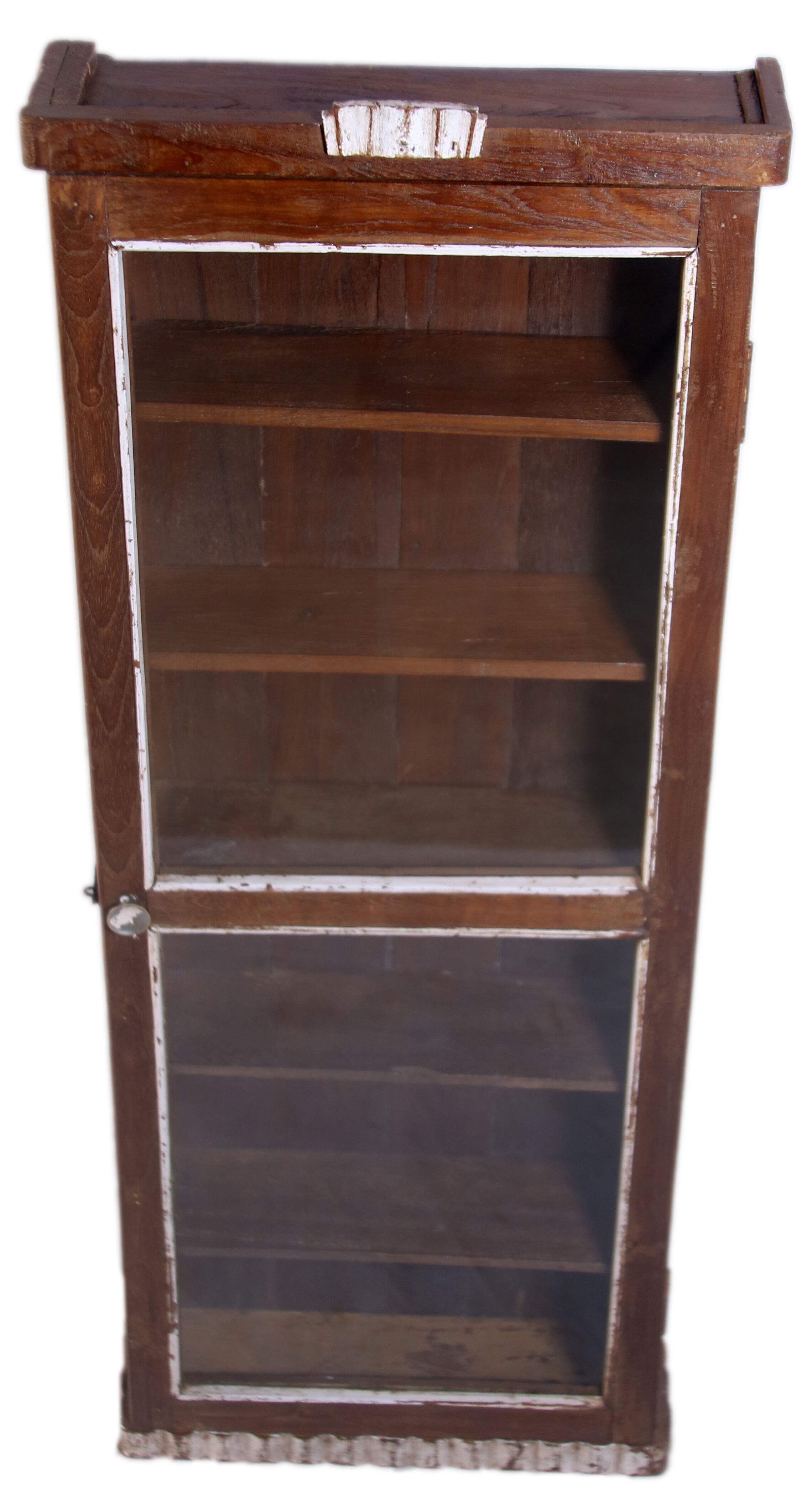 Art Deco wall showcase in ancient Burmese teak
