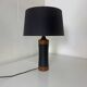 Lampe de table scandinave danoise du milieu du siècle en teck et cuir, années 1950