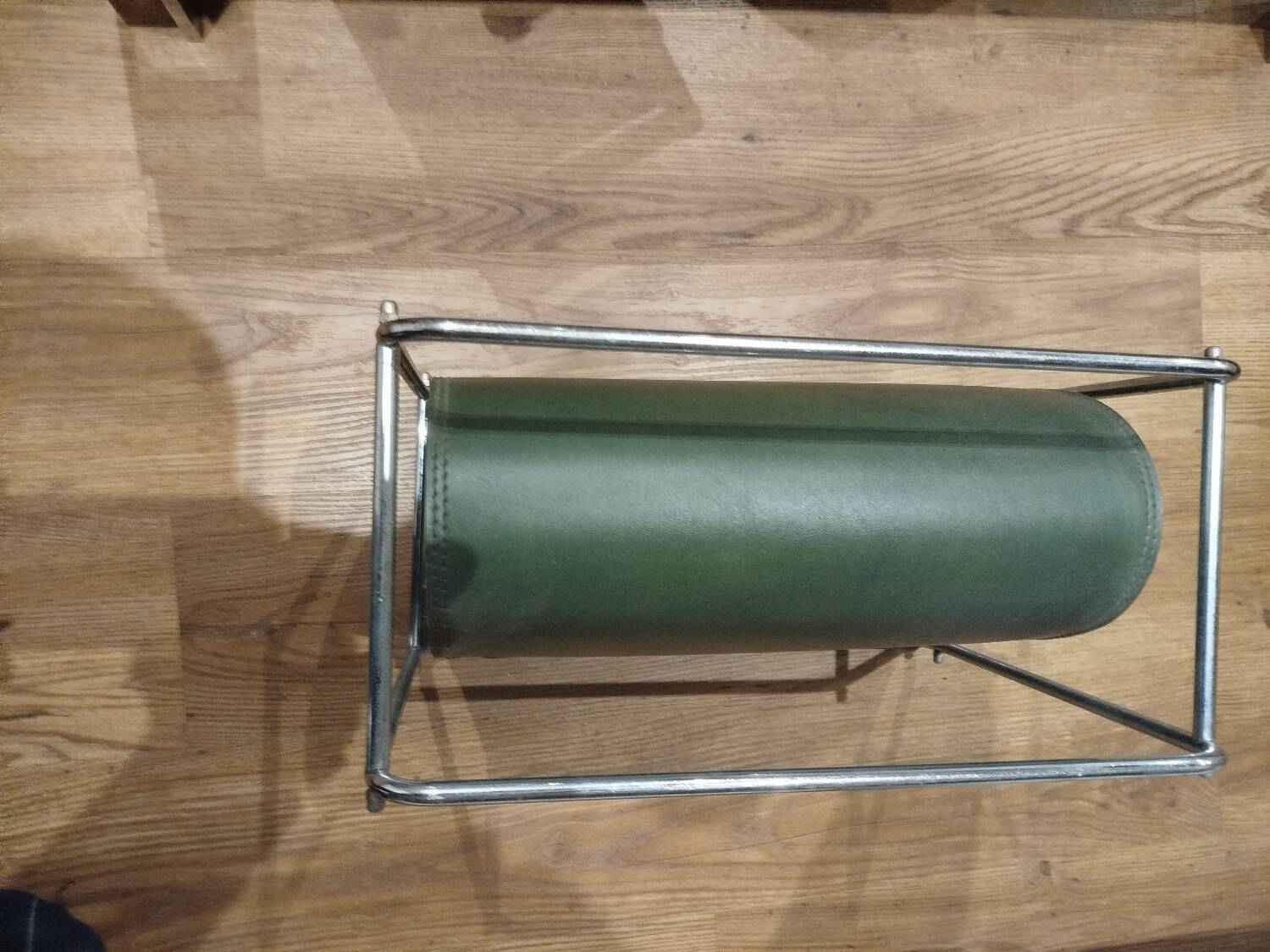 Designer leather magazine rack, 1970s