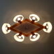 Chandelier Scandinavian 6 fires of wood and perspex vintage