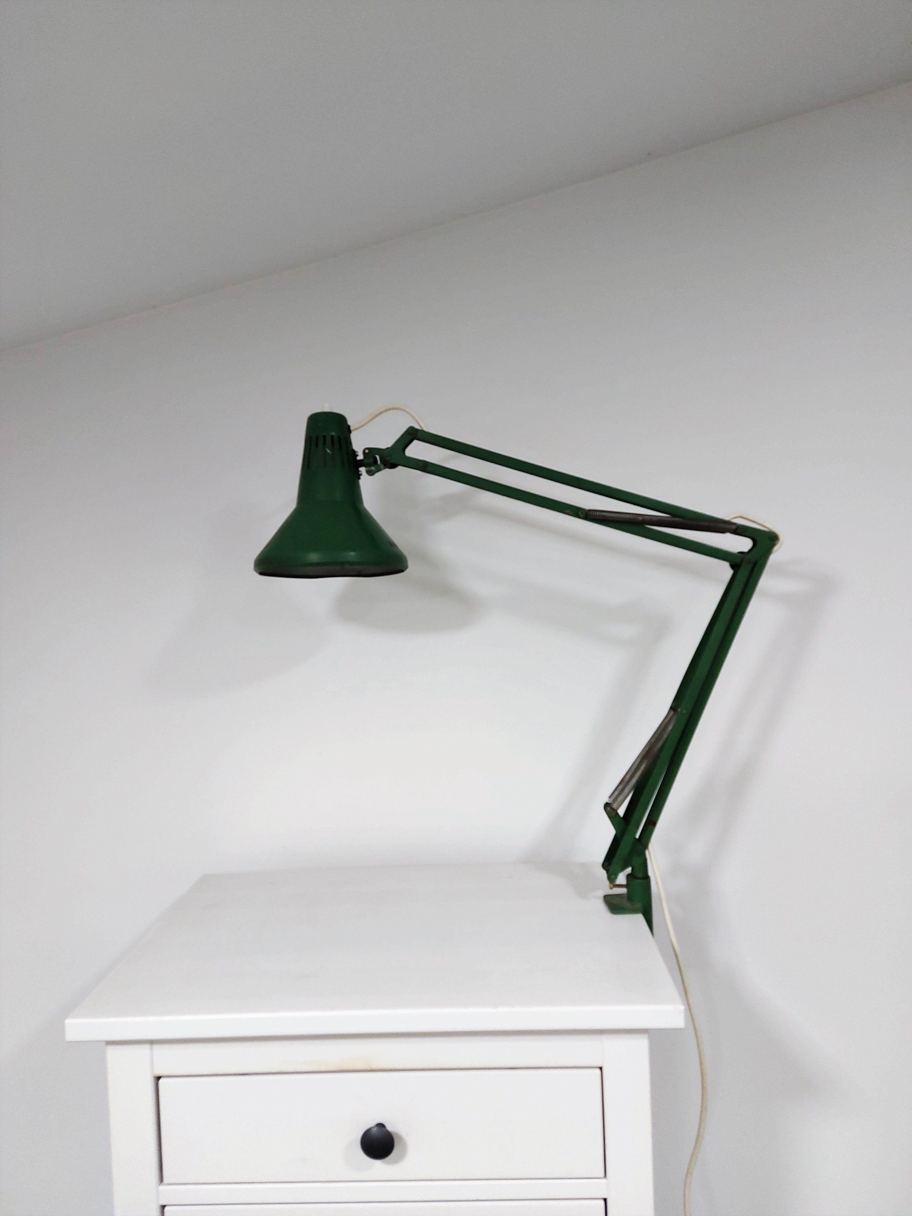 Architect Adjustable Green Swing-Arm Desk Lamp, 1970s