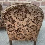 Pair of 1930 vintage art deco club armchairs in velvet
