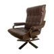 Vintage Scandinavian armchair in curved wood and leather