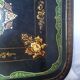 Large Napoleon III tray in black metal painted with floral decoration. 72x57 cm Good condition B795