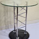 Side table "Eiffel" in glass and chrome steel with a marble base, 80s