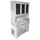 Grey painted pine sideboard with display cabinet and mirror effect glass, early 20th century.