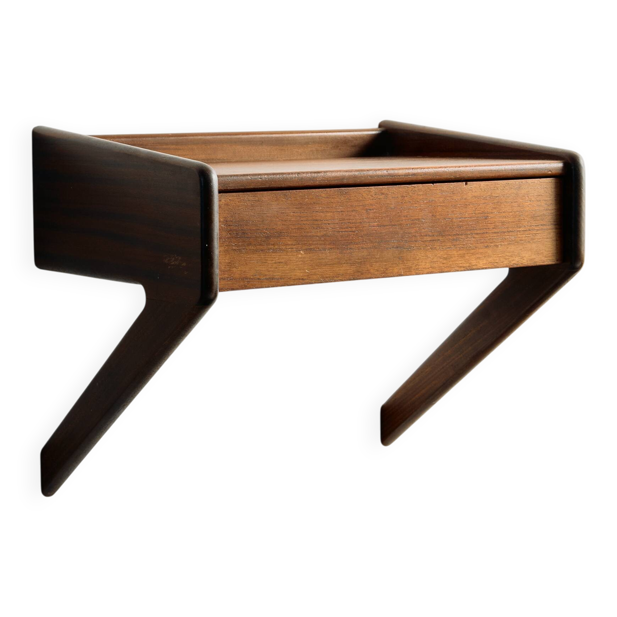 Floating bedside table in teak by Sigfred Omann for Ølholm Møbelfabrik
