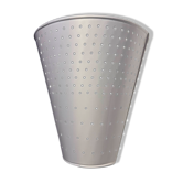 White lacquered perforated sheet metal applique in new condition.