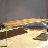 Coffee table in chrome and rosewood metal 1970