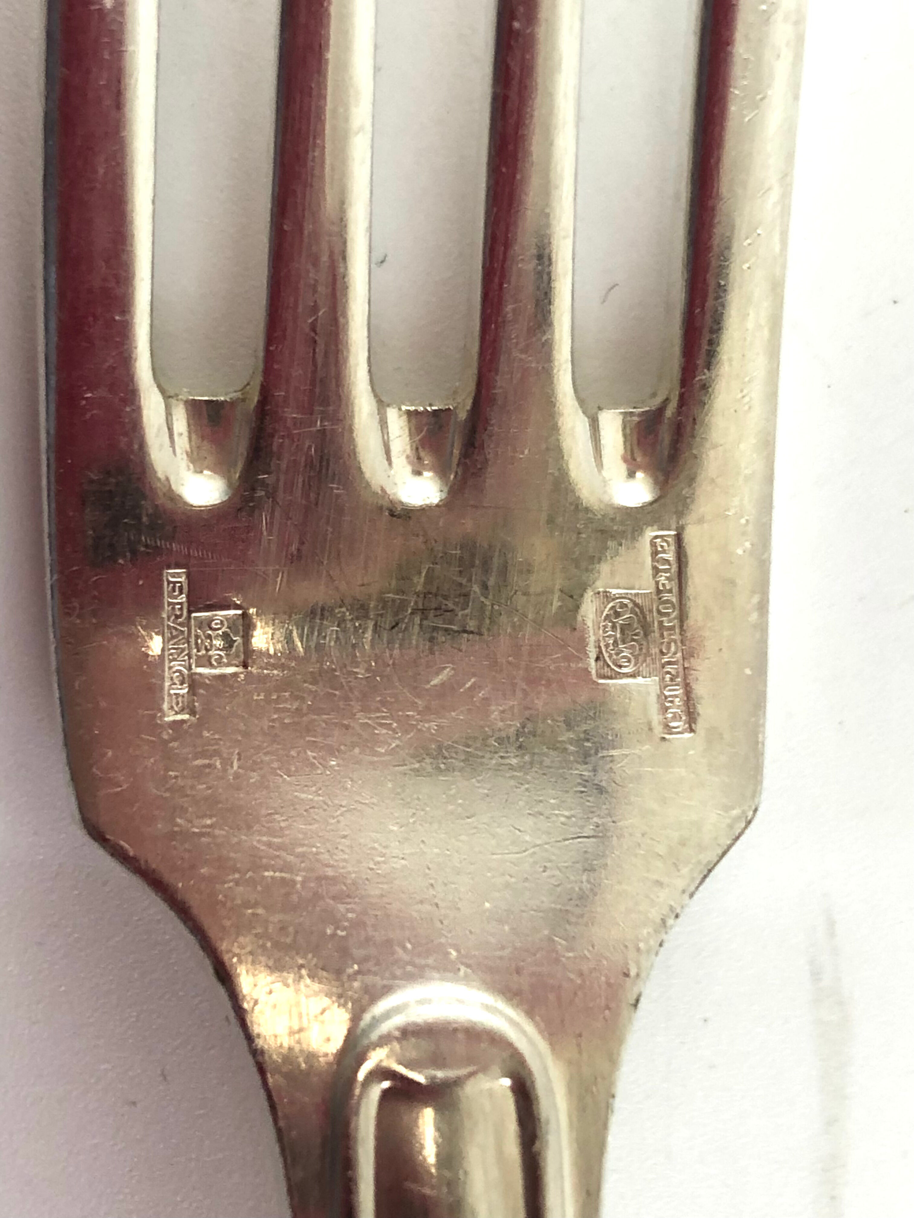 Christofle 10 forks in silver metal model Versailles