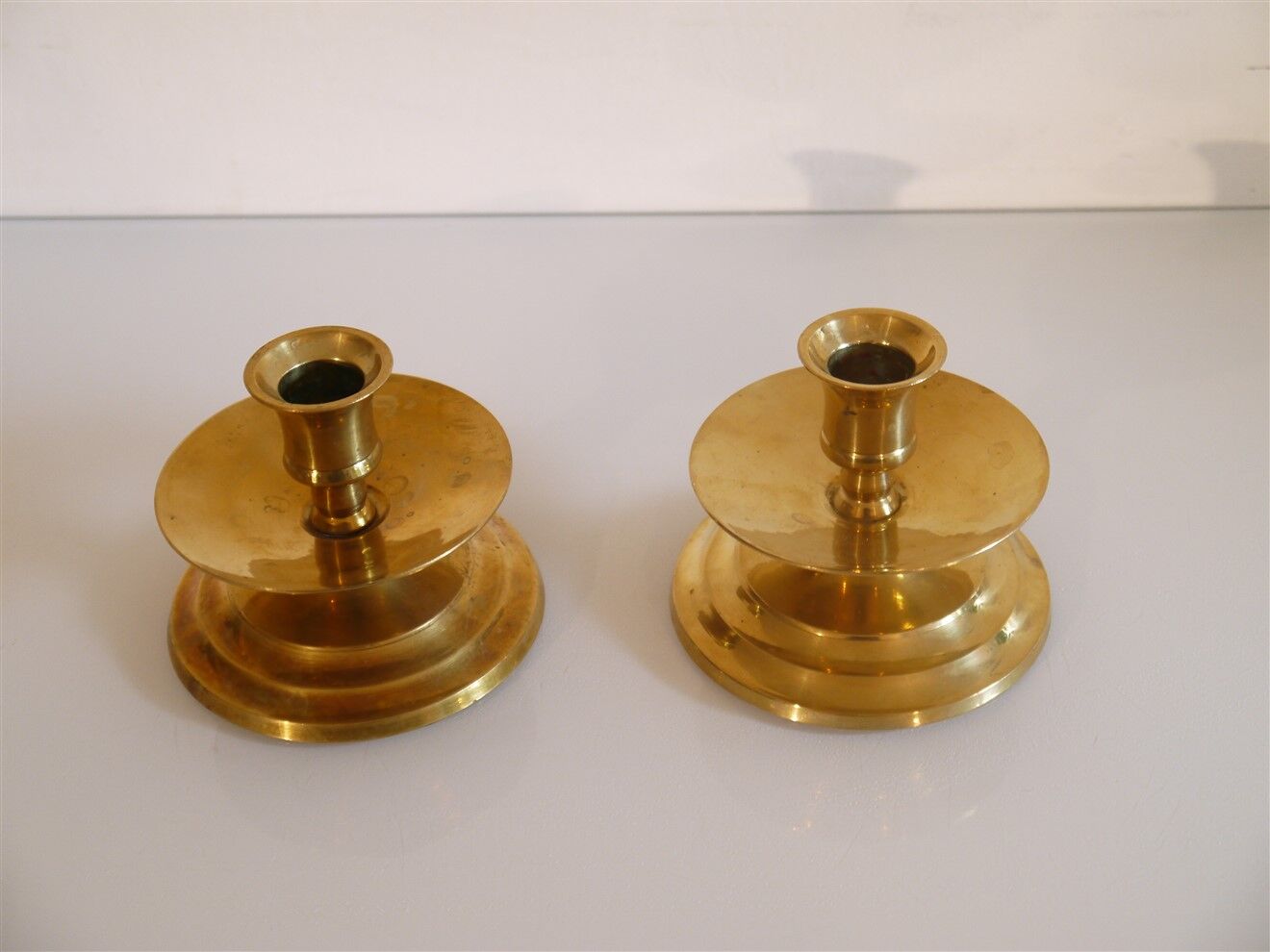 Pair of vintage Scandinavian brass candlesticks 1960
