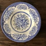 Set of 6 English soup plates, in ironstone ceramic, flower patterns