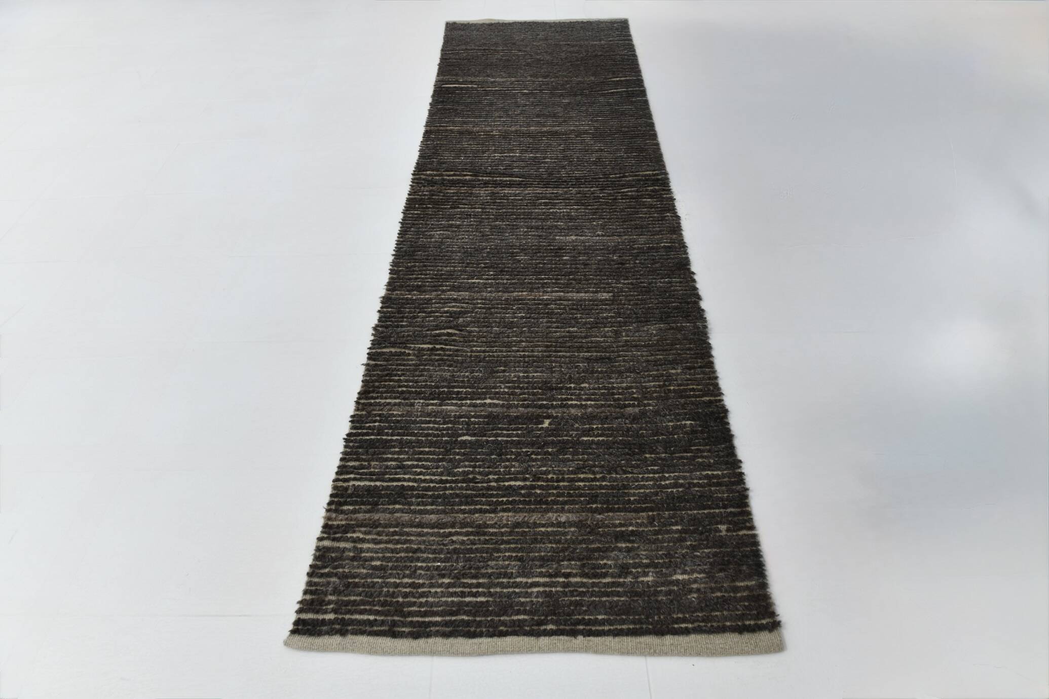 3x11 Vintage Dark Brown Super Soft Kilim Runner Rug, 94x345Cm