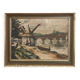Oil on panel by Poubal 20th century representing a limed frame mill