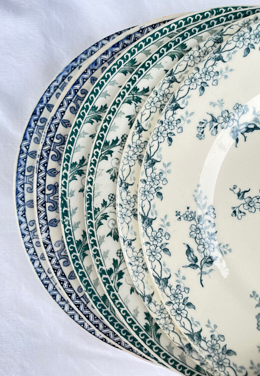 6 Mismatched Gien Iron Earth Dessert Plates