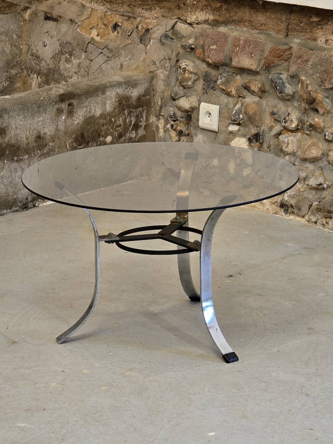 Small smoked glass coffee table 1970