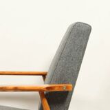 Vintage armchair renovated im wool upholstery graphite colour