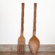 Giant wooden totem-style cutlery, 60s