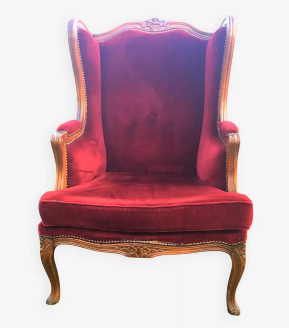 Louis XV style carved wooden winged bergère