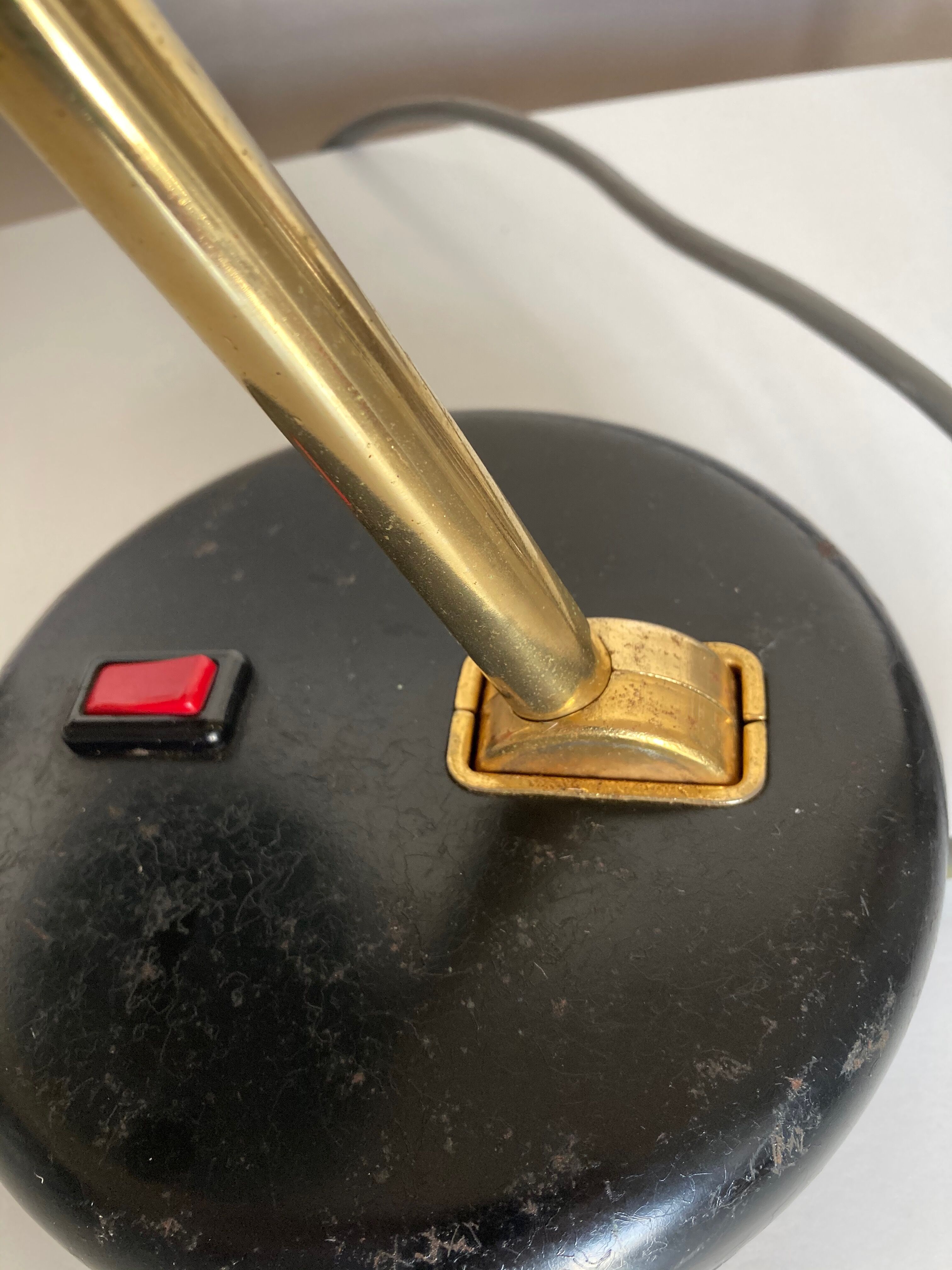 1960 black sheet metal and brass orientable lamp