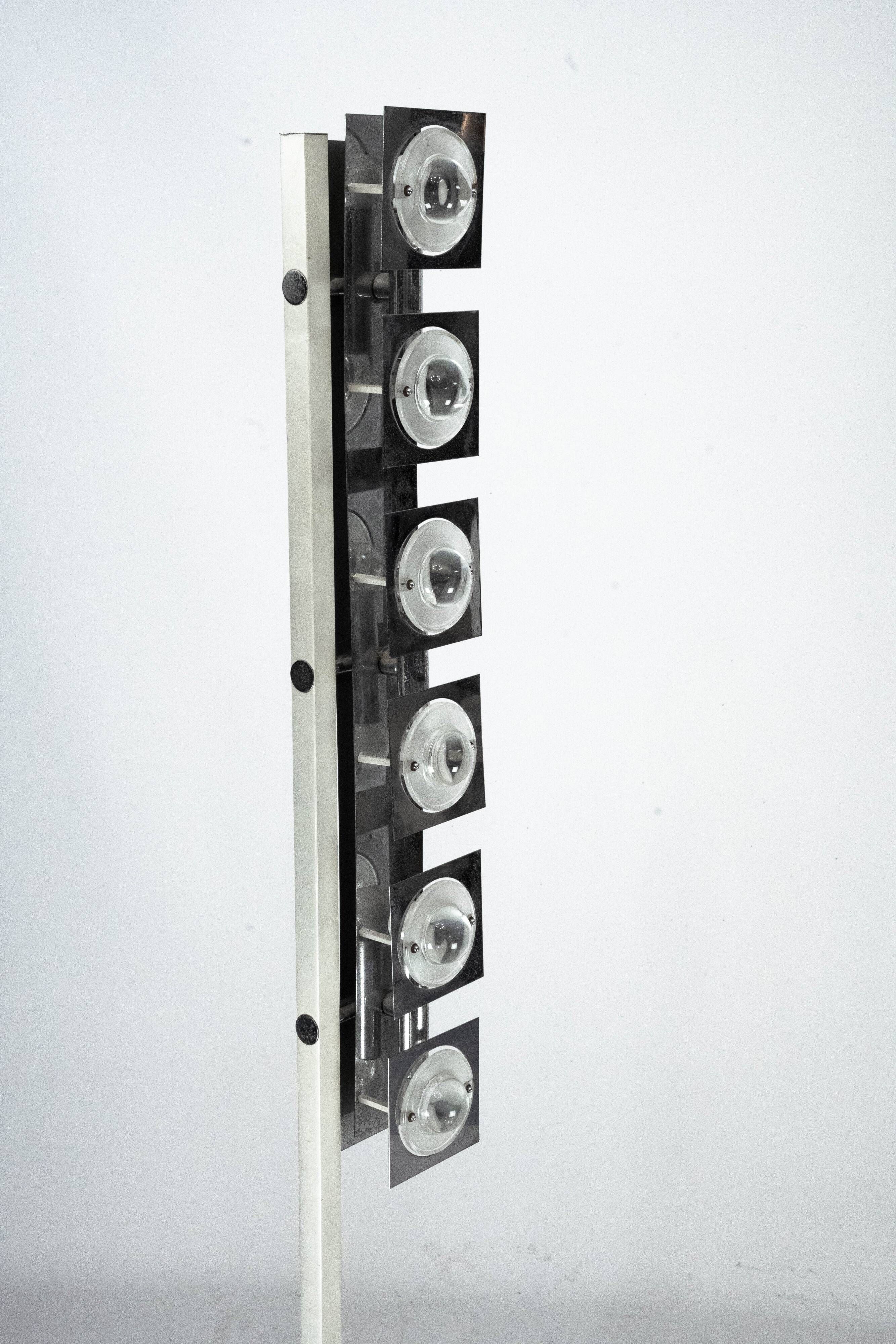 Mid-Century Chrome and Glass Floor Lamp attributed to Sciolari, Italy 1970s