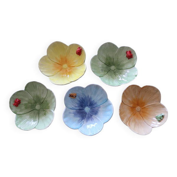Lot de 5 coupelles fleuries en céramique, Italie – années 70