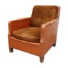 Leather and velvet club chair 1940/1950