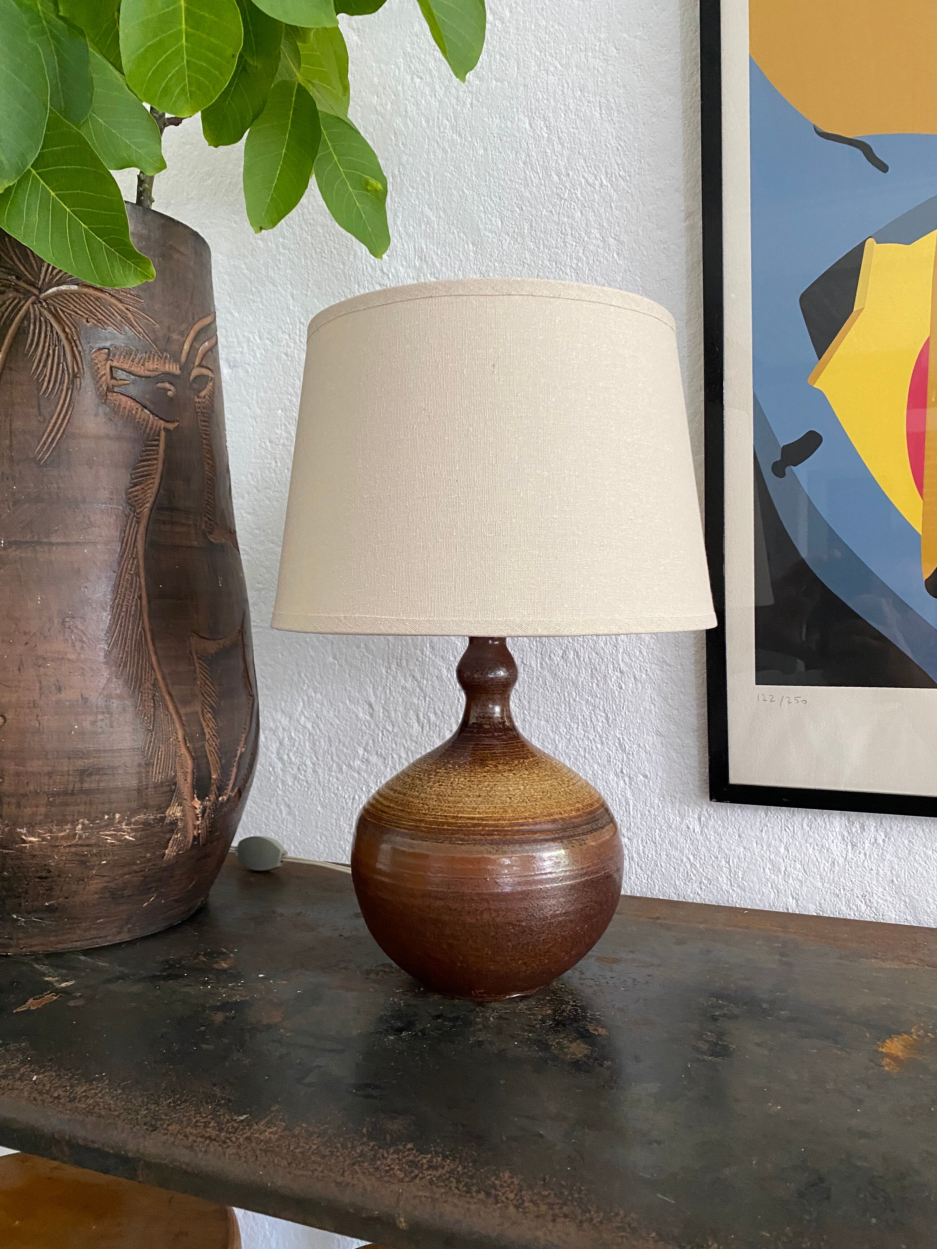 Lampe grès tourné vintage années 60